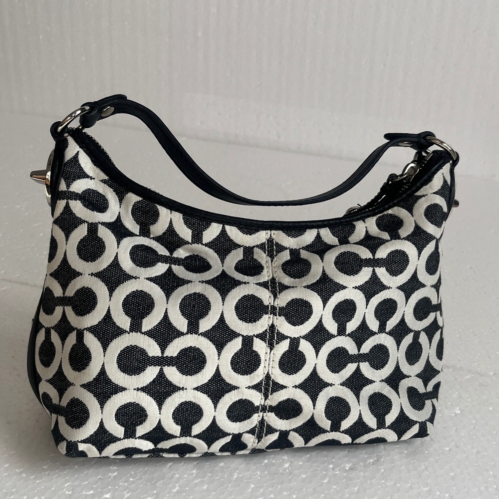 Coach Peyton Op Art Embossed Patent Leather Small Bag #43465 - Black